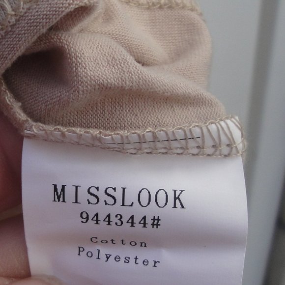 Miss Look Top Women's Large Khaki Beige Knit Animal Print Sleeves Fall - Picture 3 of 4